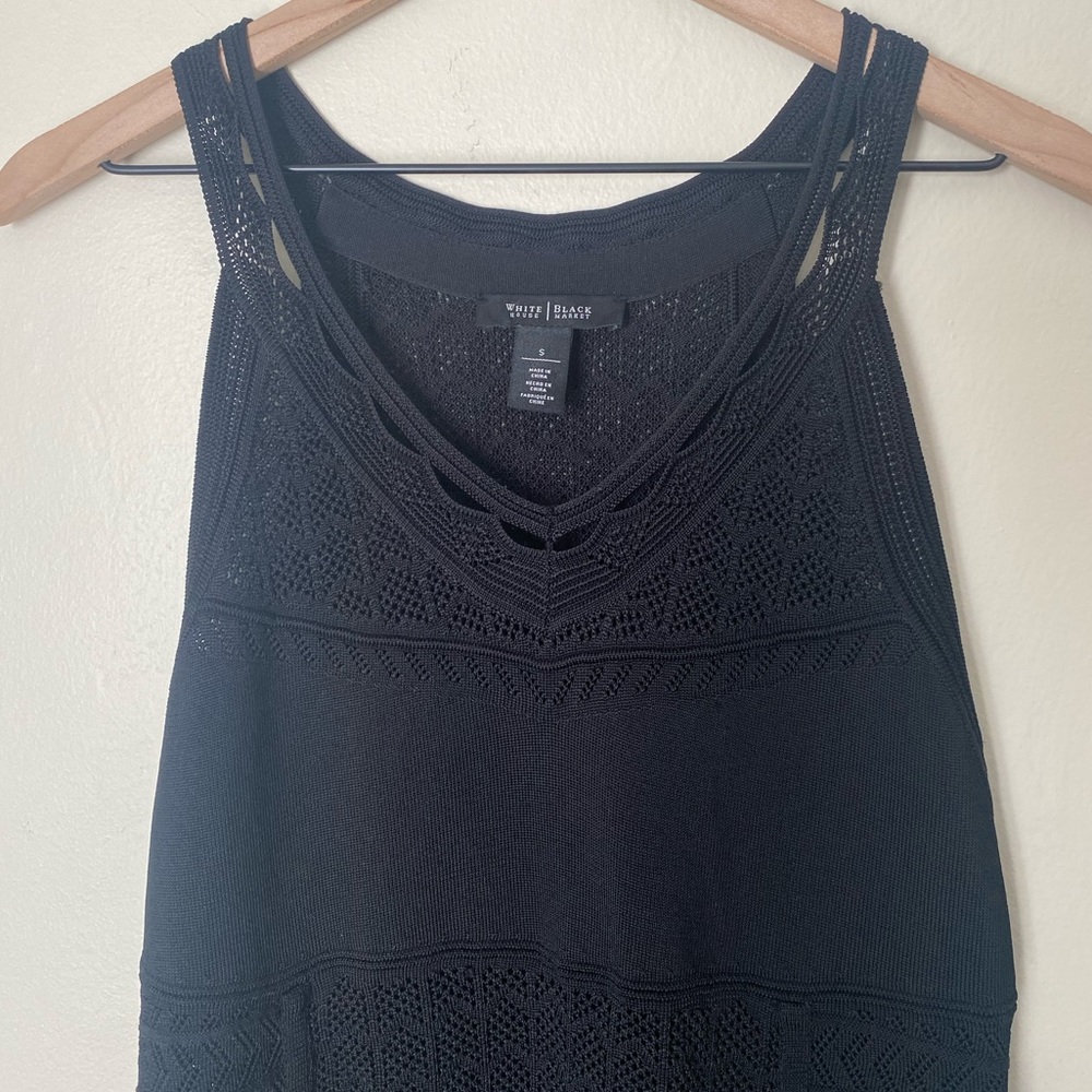 WHBM Sleeveless Halter Open Stitch Top Black Small